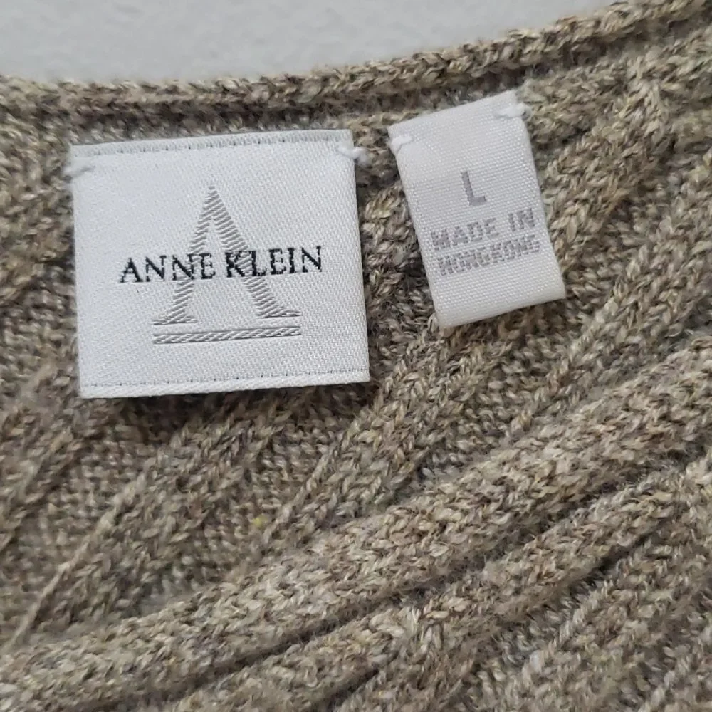 Y2K Anne Klein Sweater Womens sz Large Rib Knit Wool Silk Blend Tank Vest